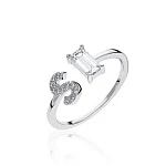 Серебряное кольцо с буквой S с фианитами MIESTILO