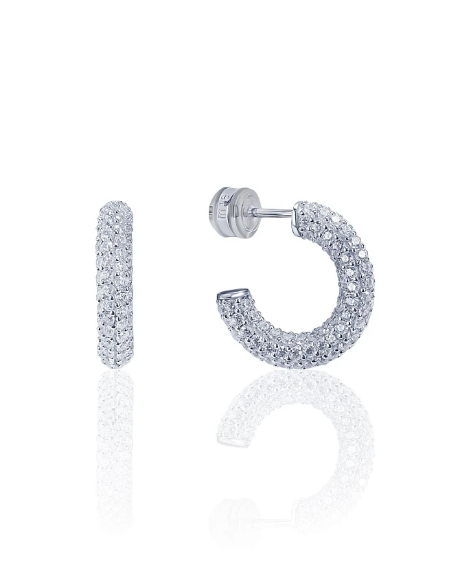 Серебряные серьги - кольца 20 мм "Hailey" с фианитами