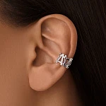 Серебряный кафф с буквой А с фианитами MIESTILO 