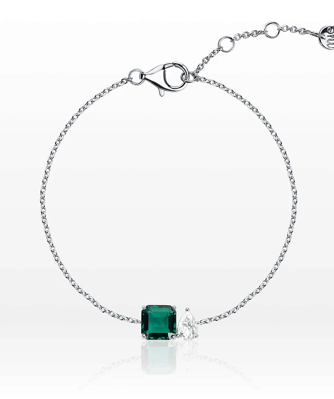 Браслет из серебра ESSENCE с выращенным изумрудом