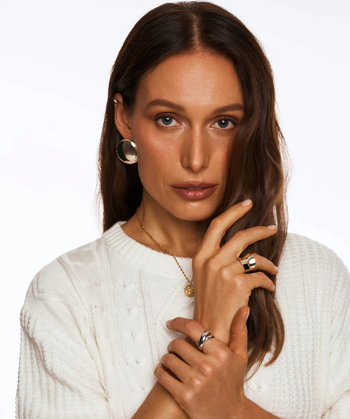 Крупные серьги PENELOPE из серебра в покрытии желтое золото