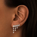 Серебряные серьги-клаймберы с подвесками из фианитов