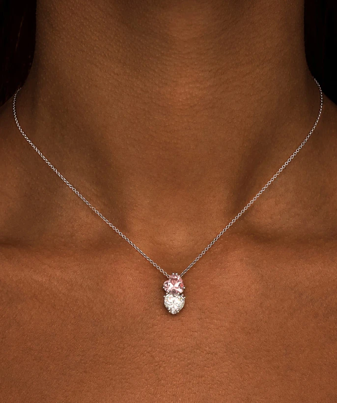 Серебряное колье SWEETHEART с двумя сердцами