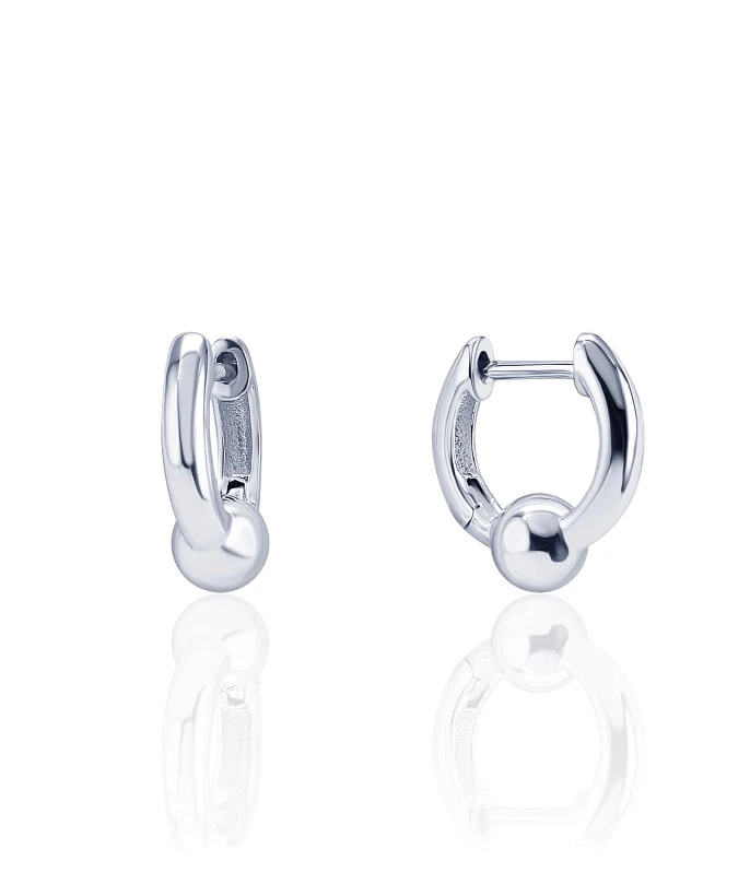 Серебряные серьги-конго с декоративным шариком MIESTILO 