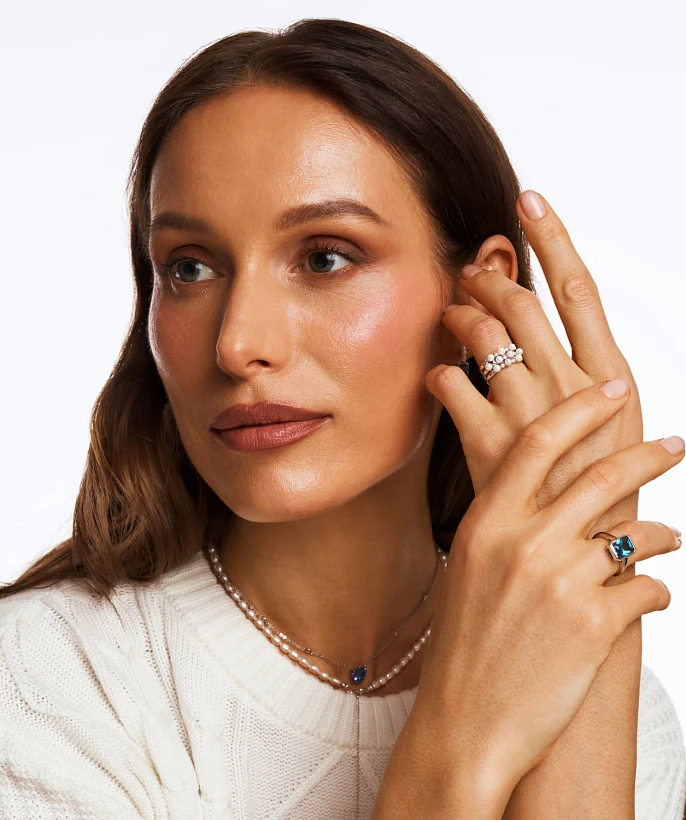 Кольцо GALATEA из серебра с синим фианитом