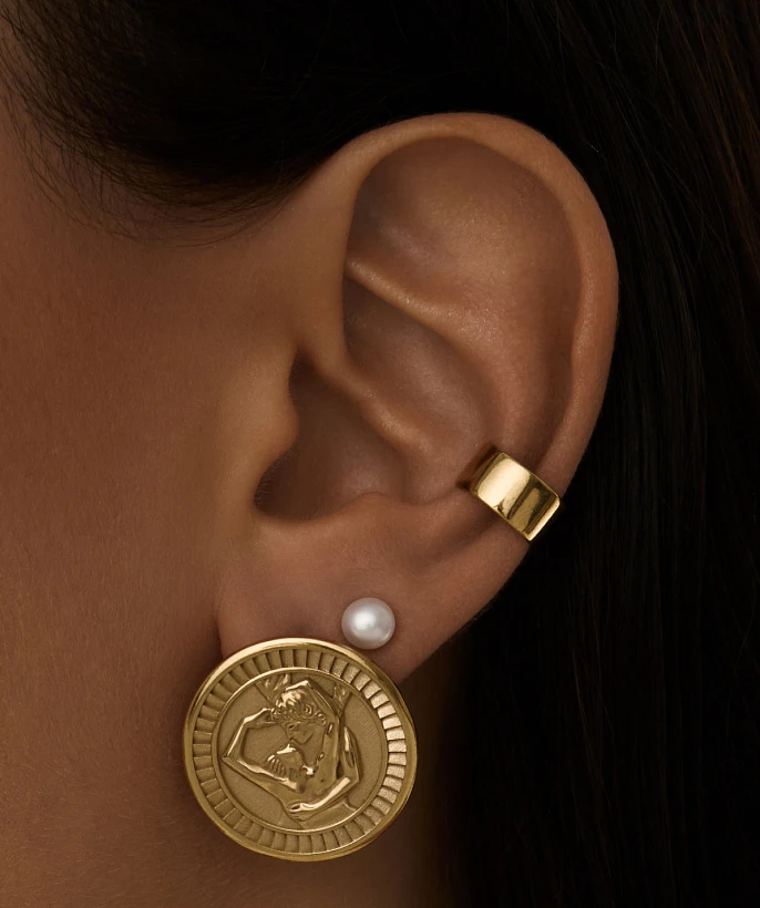 Серебряные серьги-монеты AMOR в покрытии желтое золото