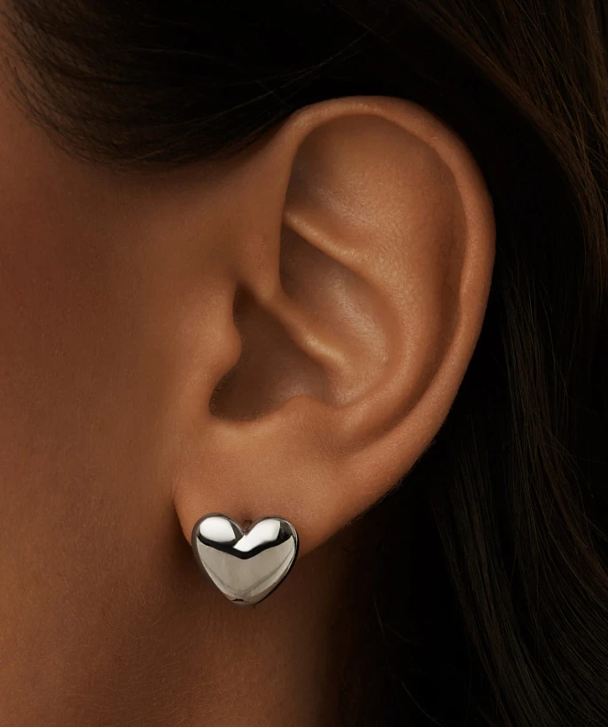 Серебряные серьги-сердца