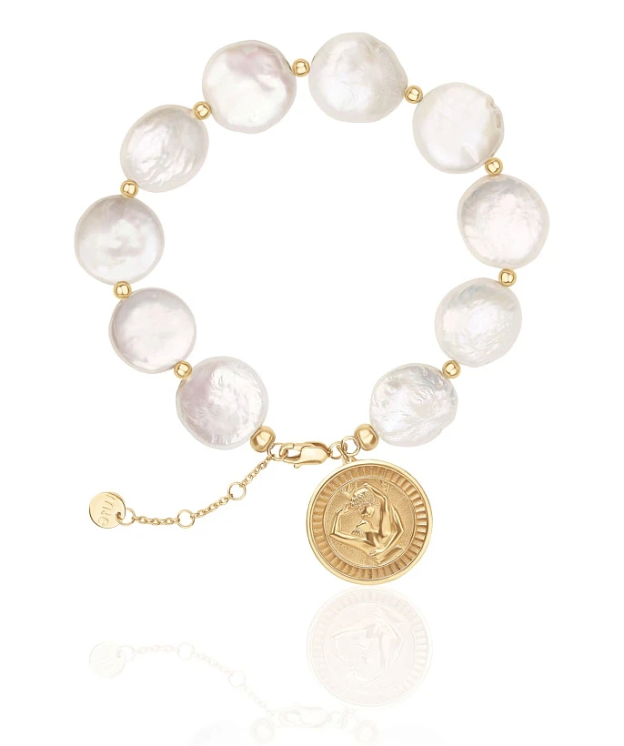 Серебряный браслет из барочного жемчуга AMOR в покрытии желтое золото