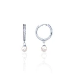 Серьги из серебра с натуральным жемчугом и фианитами