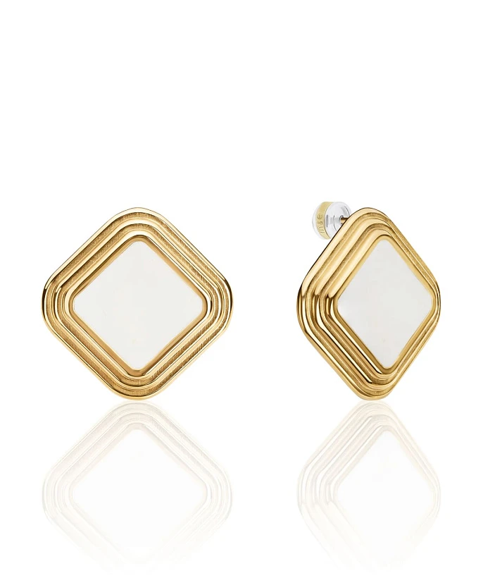 Серьги ВИНТАЖ с белой эмалью