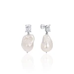 Серебряные серьги SICILIA с барочной жемчужиной и фианитом