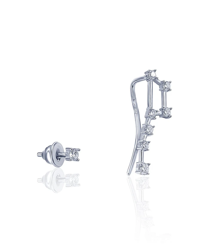 Ассиметричные серьги из серебра в форме созвездия "Большая медведица" MIESTILO 