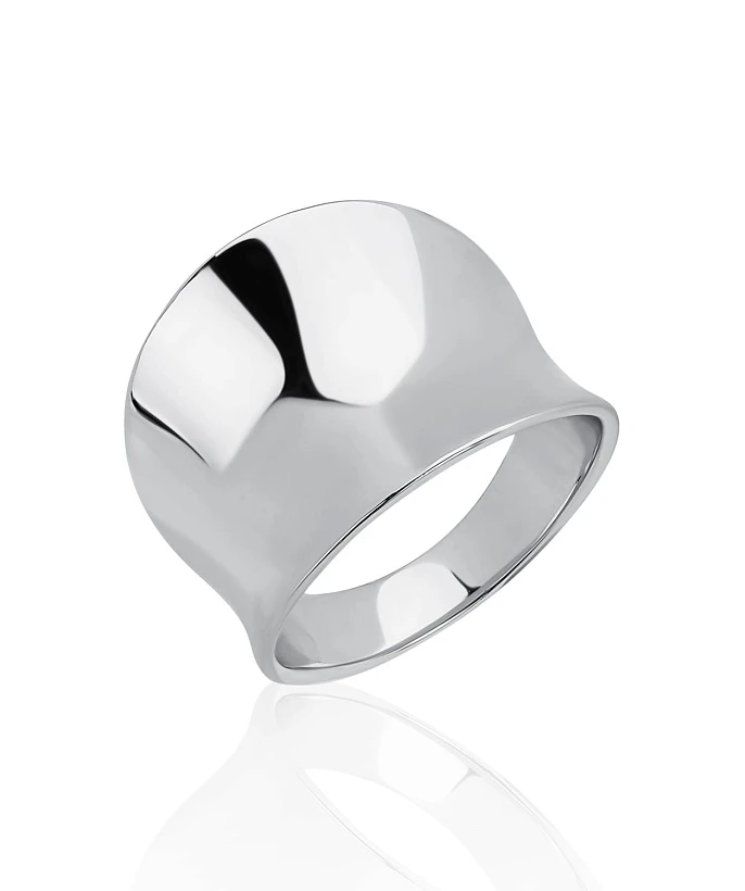 Широкое кольцо вогнутой формы из серебра