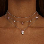 Серебряное колье SWEETHEART с двумя сердцами