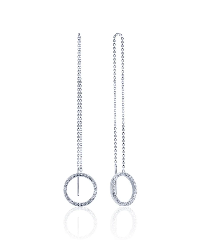 Серебряные серьги-протяжки с фианитами MIESTILO 