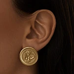 Серебряные серьги-монеты АМУР в покрытии желтое золото