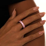 Серебряное кольцо с розовыми фианитами в огранке Ашер