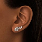 Серебряные серьги-клаймберы с фианитами