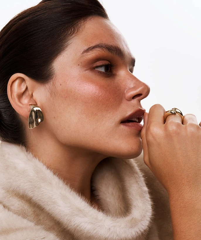 Мятые серьги PENELOPE из серебра в покрытии желтое золото