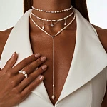 Серебряное колье-галстук SICILIA с барочной жемчужиной