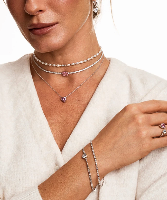 Серебряное колье SWEETHEART с сердцем