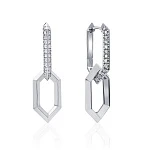 Серебряные многогранные серьги-трансформеры с фианитами