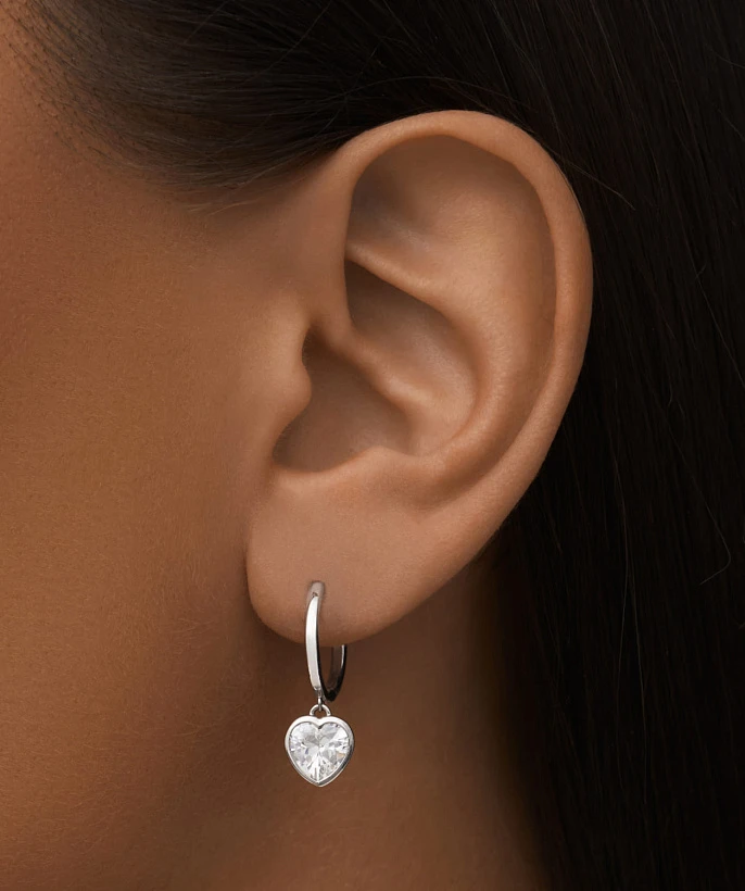 Серебряные серьги с фианитами Ангел