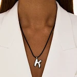 Колье LOVE LETTER на шнурке с подвеской "K" из серебра