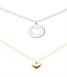 Серебряное парное колье с сердцами для мамы и ребенка