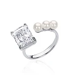 Серебряное кольцо SICILIA с жемчугом и крупным белым фианитом
