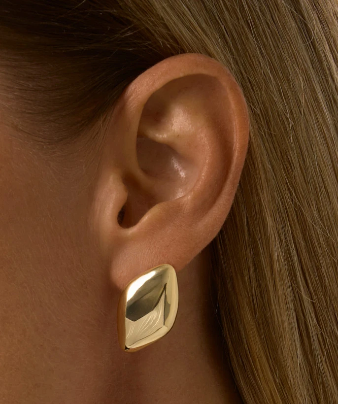 Серьги-ромбы ПЕНЕЛОПА из серебра в покрытии желтое золото