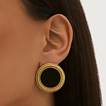 Круглые серьги ВИНТАЖ с черной эмалью