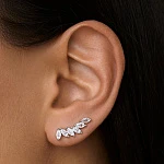 Серебряные серьги клаймберы с дорожкой из фианитов в огранке маркиз MIESTILO