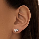 Серьги пусеты из серебра с фианитами в огранке сердце и квадрат MIESTILO 