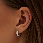 Серебряные серьги - кольца с фианитами 14мм