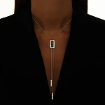 Серебряное колье HARMONY с зеленым агатом и фианитами