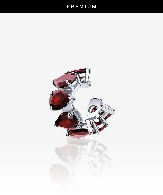 Серебряный кафф EROS с натуральными гранатами