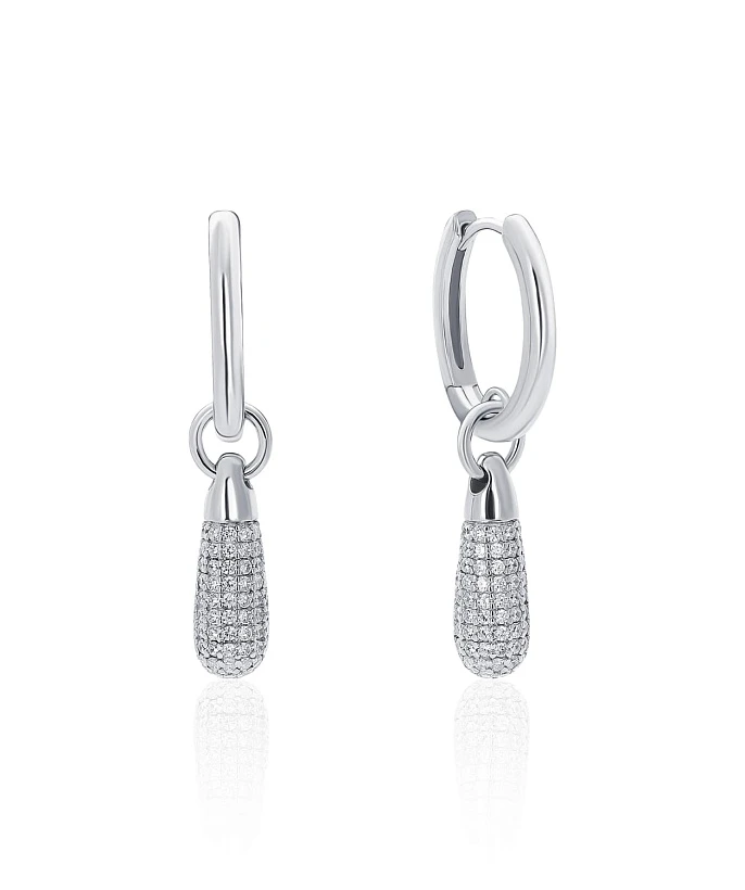 Серьги с подвеской из серебра с фианитами