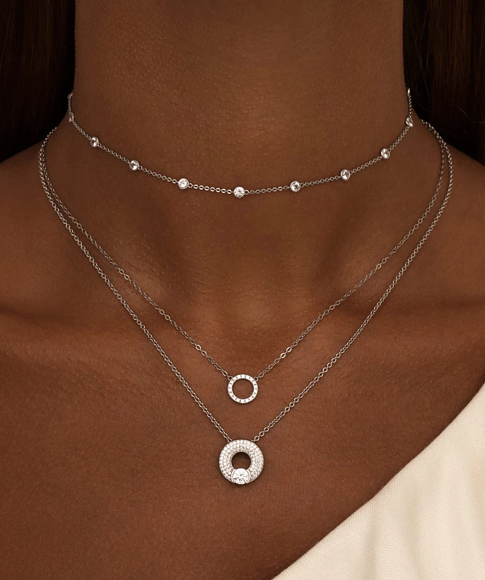 Серебряная подвеска в виде кольца с фианитами MIESTILO