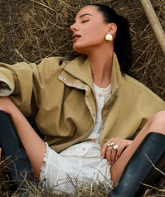 Крупные серьги PENELOPE из серебра в покрытии желтое золото