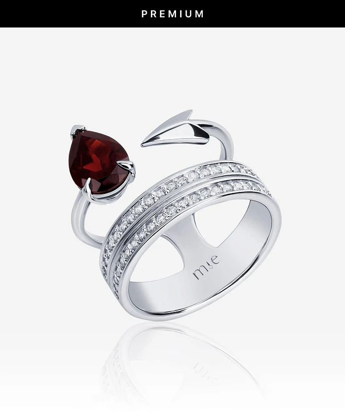 Серебряное кольцо EROS с натуральным гранатом