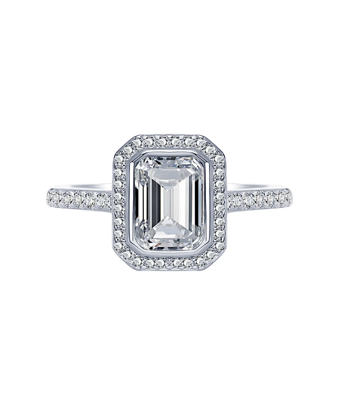 Серебряное кольцо Midnight с фианитами в огранке Эмеральд