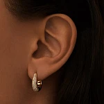 Серебряные серьги-капли с фианитами в покрытии желтое золото