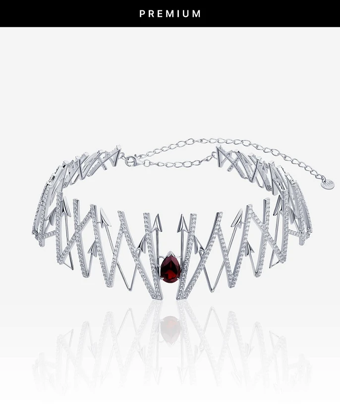 Серебряное колье EROS с натуральным гранатом