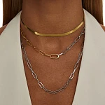 Серебряное широкое колье-цепь плетения снейк в покрытии желтое золото