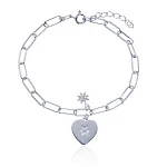 Серебряный браслет с акцентной цепочкой и подвеской в виде сердца MIESTILO