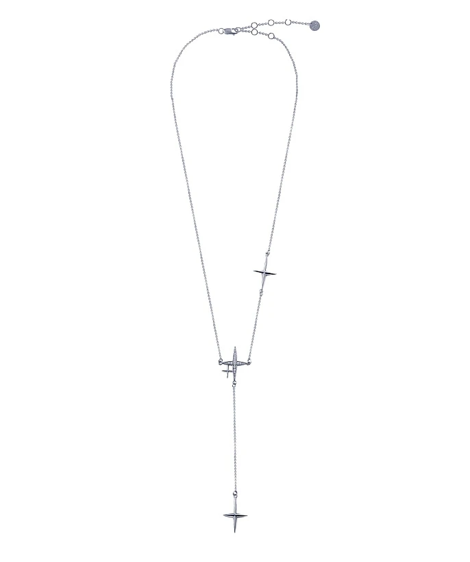 Серебряное колье-галстук  со звездами MIESTILO