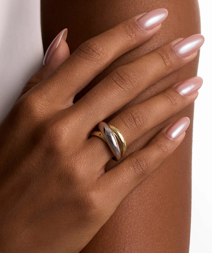 Серебряное кольцо кросс биколор