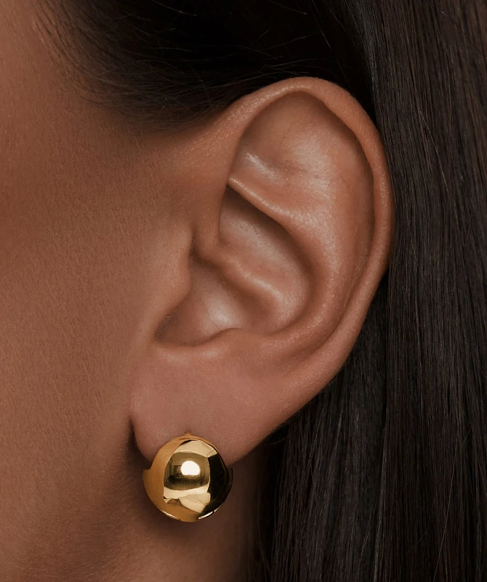 Серьги-шары из серебра в покрытии желтое золото