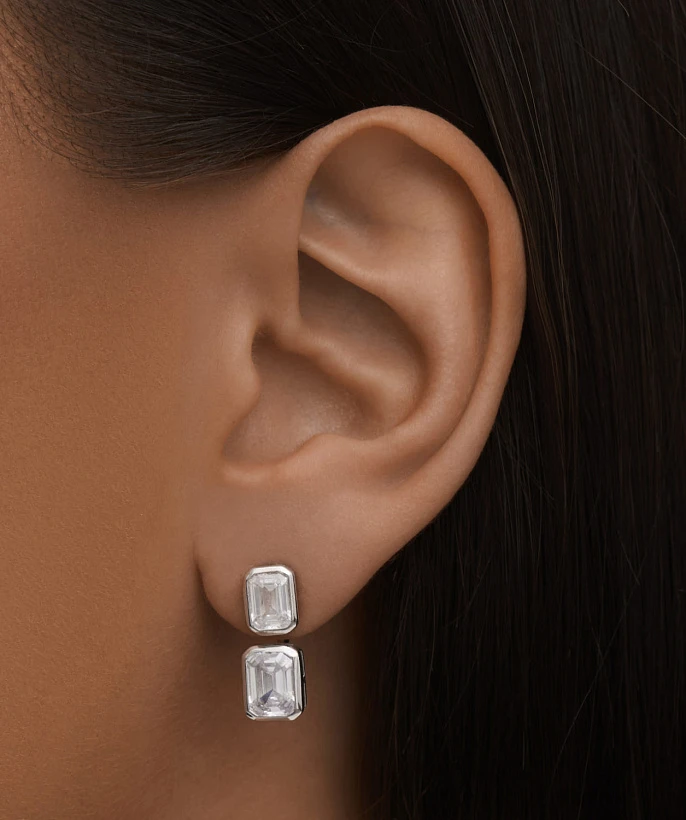 Серебряные серьги-трансформеры ПОЛНОЧЬ с фианитами